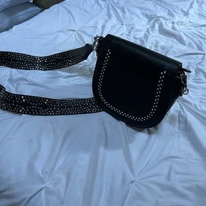 Vegan Leather Crossbody bag with cool guitar look strap